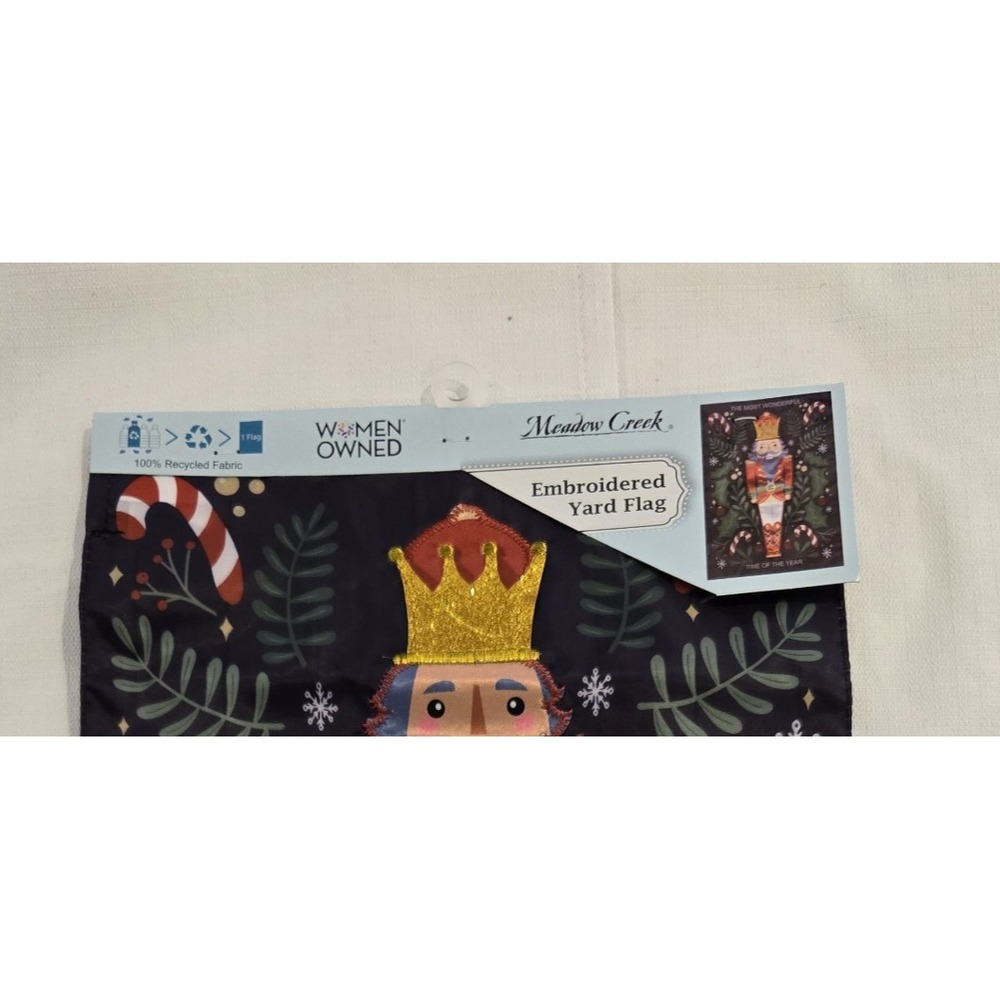 NWT Hand Stitched Embroidered Small Yard Flag Christmas Nutcracker 11.5" X 18"‎ - Picture 3 of 7